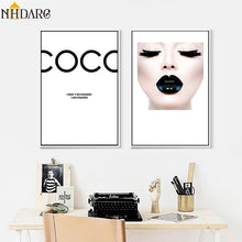 Load image into Gallery viewer, COCO Black Lips Canvas Poster Minimalist Decor